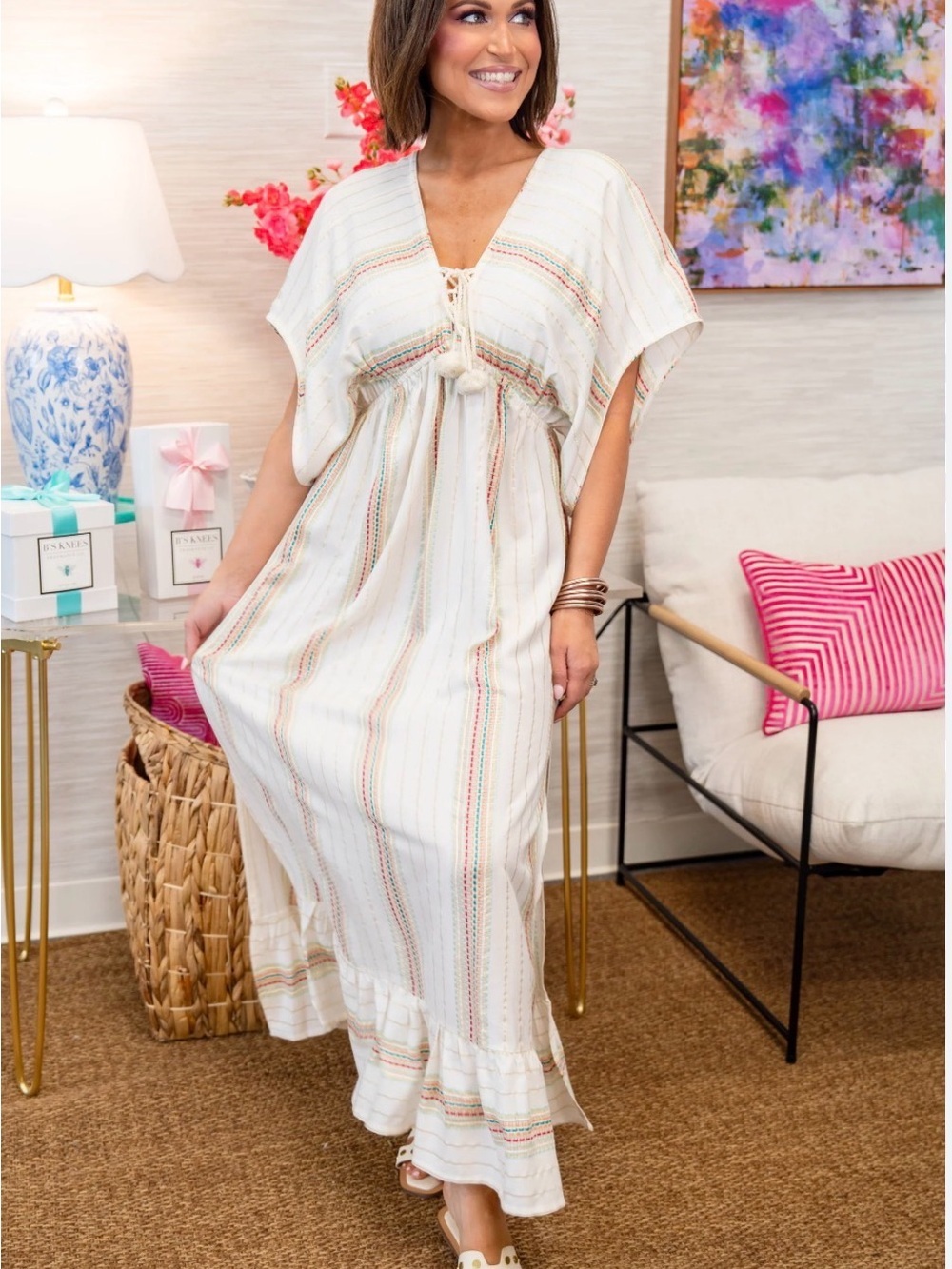 America & Beyond Aurora Rose Maxi Boho Dress - Picture 9 of 9